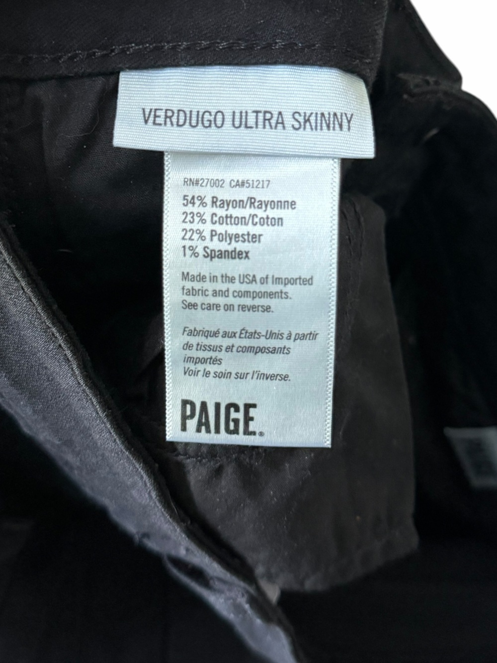 PAIGE Verdugo Ultra Skinny Black High-Rise Distressed Jeans 27 - Picture 9 of 9